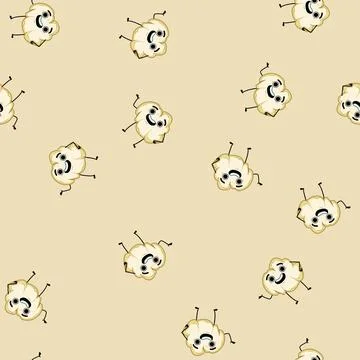 Seamless pattern funny popcorn character cartoon vector Stock Illustration