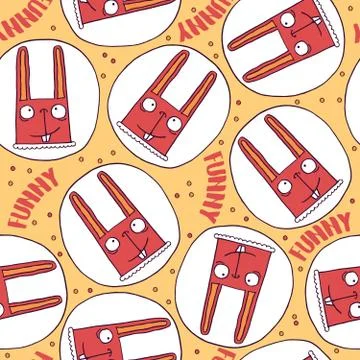Seamless pattern with funny rabbits Stock Illustration