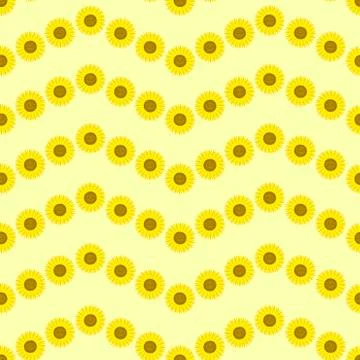 Seamless pattern with funny sunflowers. Decorative smiling plants. Vector. Stock Illustration