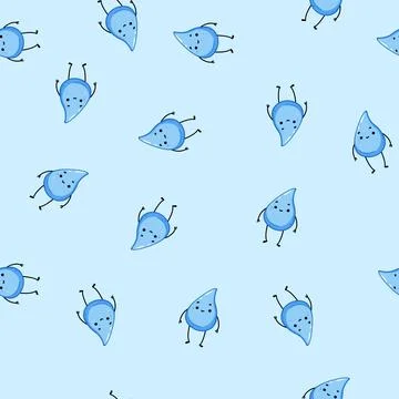 Seamless pattern funny water drop character cartoon vector Stock Illustration