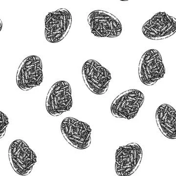 Seamless pattern fusilli pasta sketch hand drawn Stock Illustration