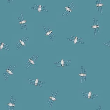 Seamless pattern future satellite cartoon vector Illustrazione stock