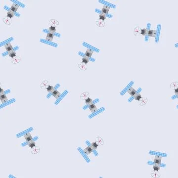 Seamless pattern future satellite cartoon vector Illustrazione stock