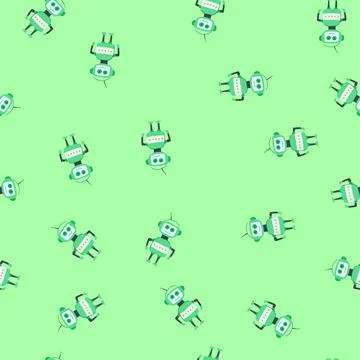 Seamless pattern futuristic robot toy cartoon vector Illustrazione stock