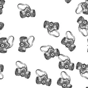 Seamless pattern gadget steampunk device sketch hand drawn Stock Illustration