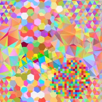 Seamless pattern with gainbow colored glitch styled bright messy shapes イラスト素材