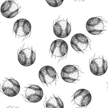 Seamless pattern game baseball ball sketch hand drawn Stockillustratie