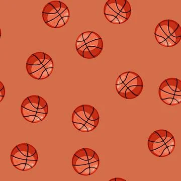 Seamless pattern game basketball ball cartoon vector Stock Illustration
