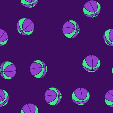 Seamless pattern game basketball ball cartoon vector Illustrazione stock