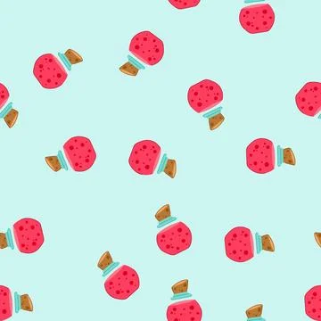 Seamless pattern game item health potion in a round bottle Stock Illustration