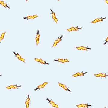 Seamless pattern game sword effect cartoon vector 스톡 일러스트