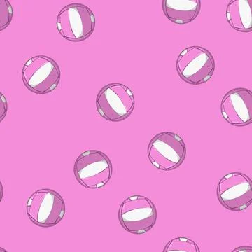 Seamless pattern game volleyball ball cartoon vector Stock Illustration