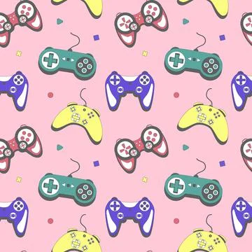Seamless pattern gamepad in retro style. Game controller vector illustration 스톡 일러스트