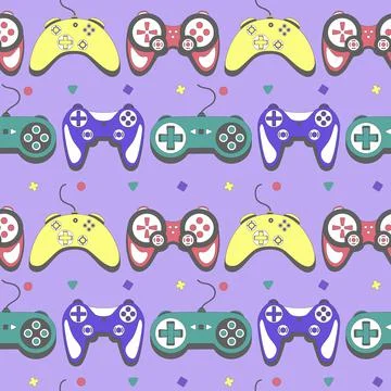 Seamless pattern gamepad in retro style. Game controller vector illustration 스톡 일러스트