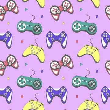 Seamless pattern gamepad in retro style. Game controller vector illustration 스톡 일러스트