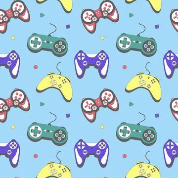 Seamless pattern gamepad in retro style. Game controller vector illustration イラスト素材