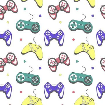 Seamless pattern gamepad in retro style. Game controller vector illustration イラスト素材