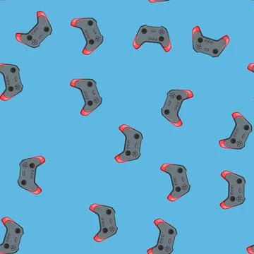 Seamless pattern gaming gamepad cartoon vector イラスト素材