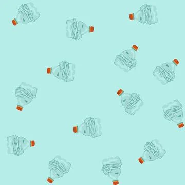 Seamless pattern garbage crumpled plastic bottle cartoon vector 库存插图