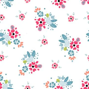 Seamless pattern garden flowers Stock Illustration