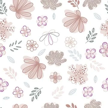 Seamless pattern of garden flowers Stock Illustration