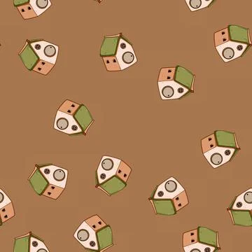 Seamless pattern garden gnome house cartoon vector Stock Illustration