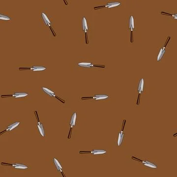 Seamless pattern Garden hand trowel digging tool for planting Stock Illustration
