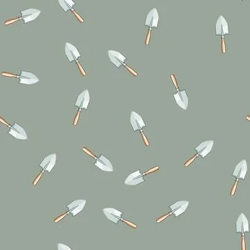 Seamless pattern Garden hand trowel tool for planting digging 스톡 일러스트