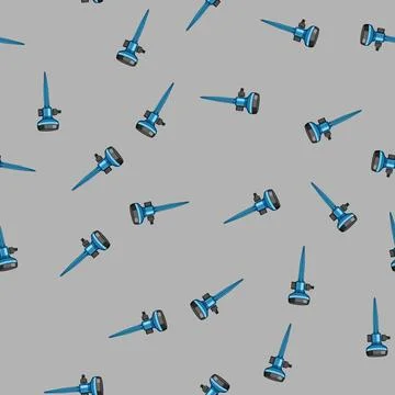 Seamless pattern Garden sprinkler spike watering lawn grass automatically Stock Illustration