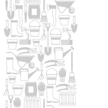 Seamless pattern with garden tools and icons. All for gardening business 스톡 일러스트