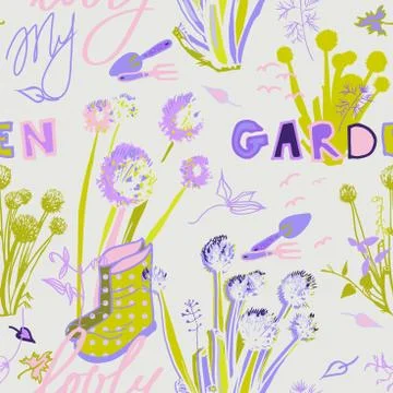Seamless pattern with garden tools Stock Illustration