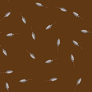 Seamless pattern Garden trowel hand tool cultivating planting activity Illustration