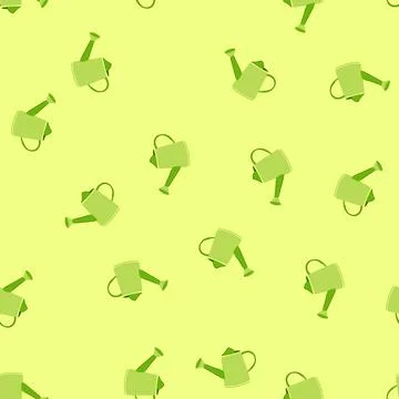 Seamless pattern garden watering can metal cartoon vector Stock Illustration