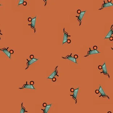 Seamless pattern garden wheelbarrow cartoon vector Stock Illustration