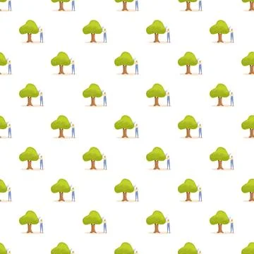 Seamless pattern gardener trimming tree in orchard Stock Illustration