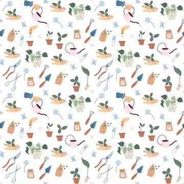 Seamless pattern with Gardening elements Illustrazione stock