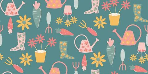Seamless pattern gardening illustration Stock Illustration