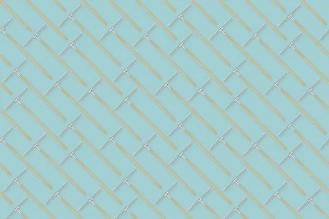 Seamless pattern with gardening tool and garden equipment, rake with wooden.. Stock Photos