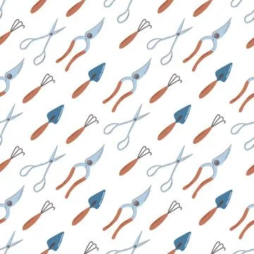 Seamless pattern with Gardening tools Stock Illustration