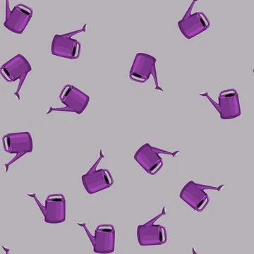 Seamless pattern gardening watering can cartoon vector Stock Illustration