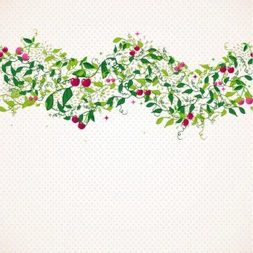 Seamless pattern garland with cherry Stock Illustration