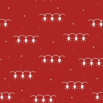Seamless pattern of garlands in flat style on a red background. Stock Illustration