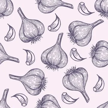 Seamless pattern with garlic. Stock Illustration
