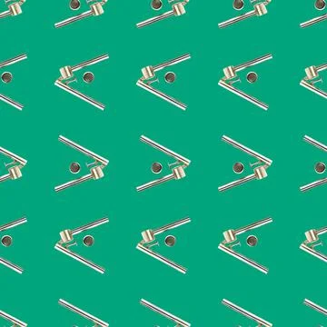 Seamless pattern from garlic press isolated on green flat lay Stock Photos