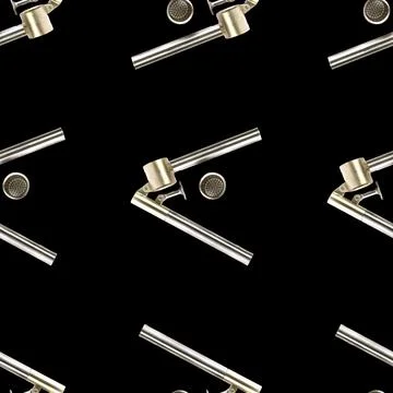 Seamless pattern from garlic press isolated on black flat lay Stock Photos