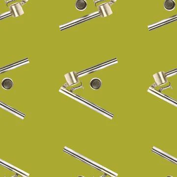 Seamless pattern from garlic press isolated on mustard flat lay Stock Photos