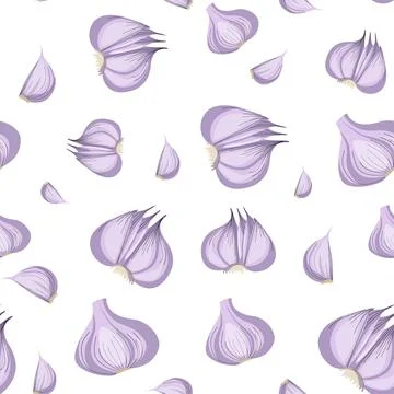 Seamless pattern of garlic on a white background. Illustrazione stock