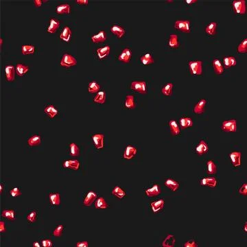 Seamless Pattern of garnet seeds on black background for web , fashion clothing Stock Illustration