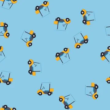 Seamless pattern gas golf cart cartoon vector 스톡 일러스트