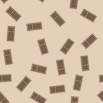 Seamless pattern gateway door house entrance cartoon vector Stock Illustration